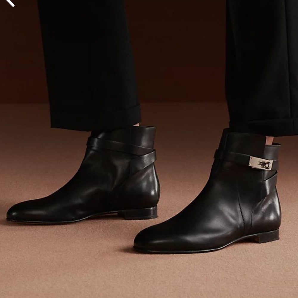 HERMES NOIR NEO Ankle Boots SIZE 39